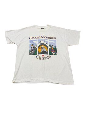 Vintage Grouse Mountain Canada T-Shirt White Single Stitch 1990s Tourist Tee